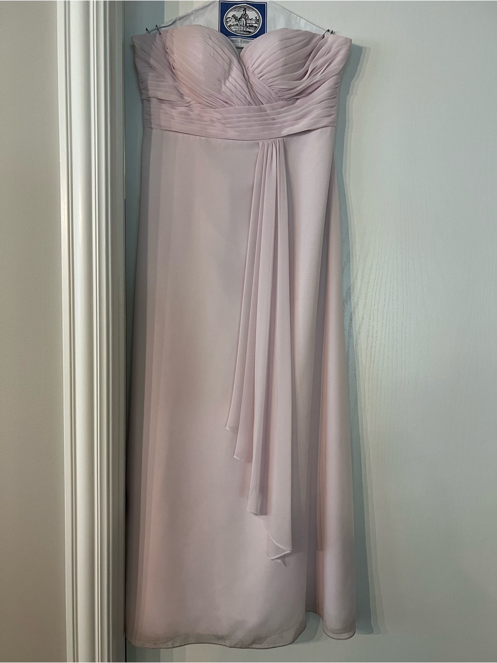 Azazie Strapless Chiffon Dress in Light Blush